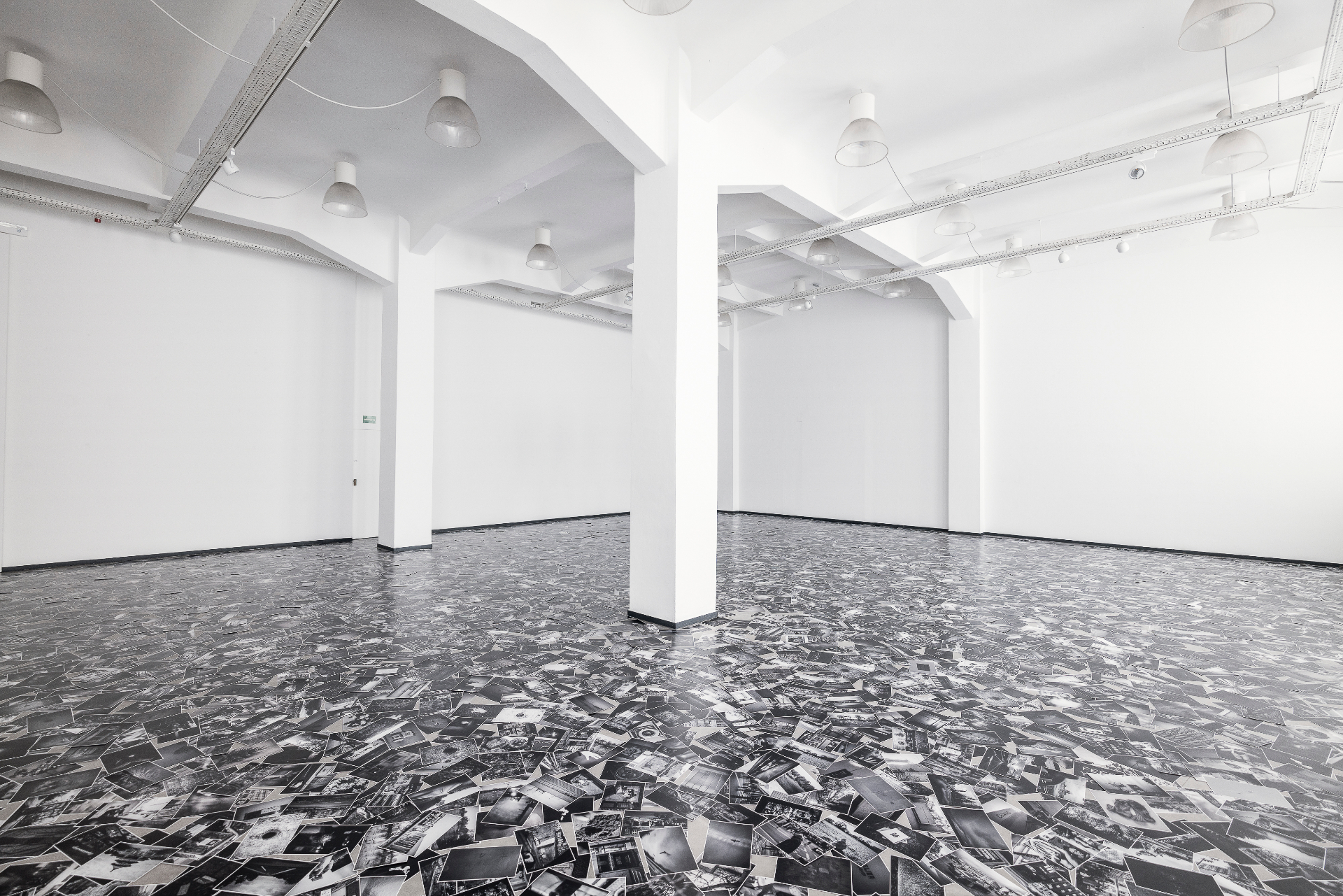 Installation view — wide room perspective with the image floor in full spread
