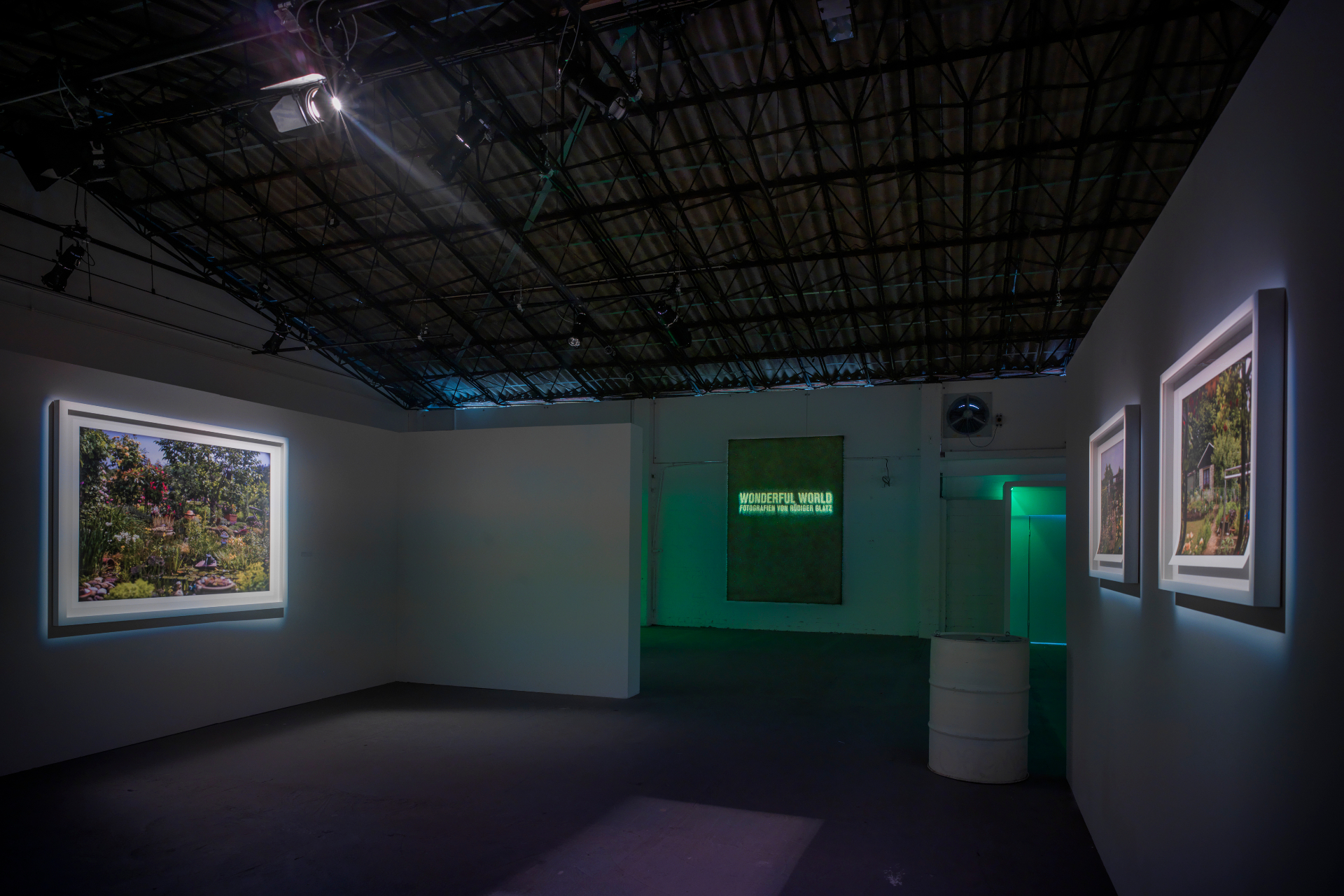 Installation detail — framed photographic works from WONDERFUL WORLD, Heidelberg, 2011
